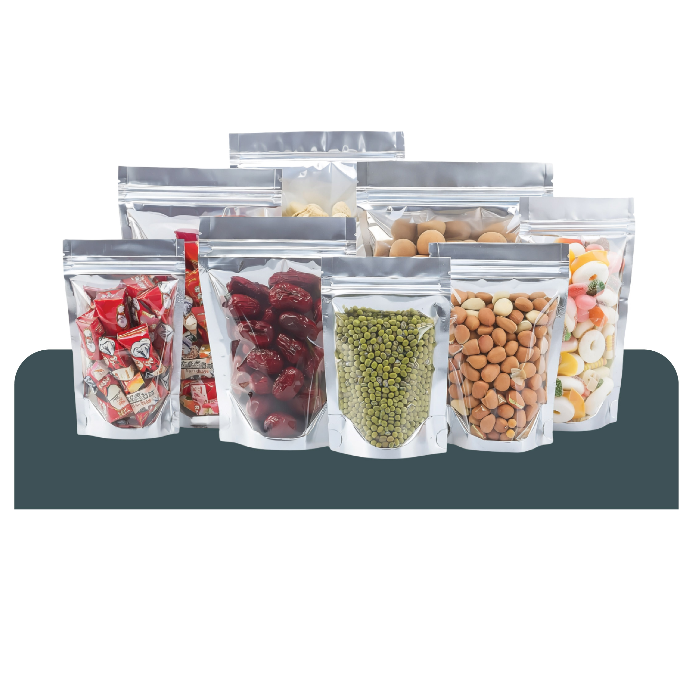 SG Print Pack-13 Heavy Duty Stand Up Aluminum Foil & Clear Zipper Bag - Image 1