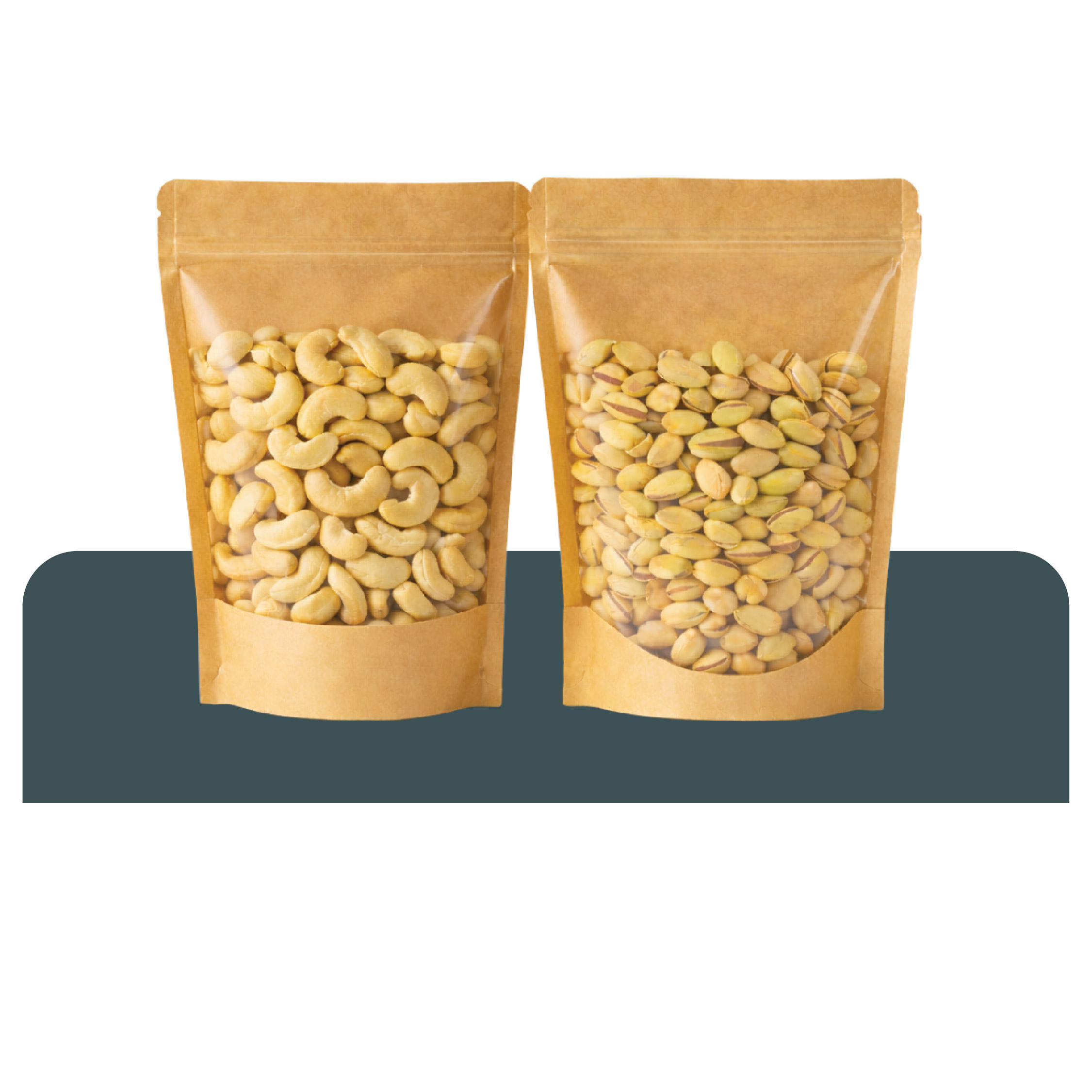SG Print Pack-19 Stand Up Kraft Paper Clear Zipper Bag - Image 1
